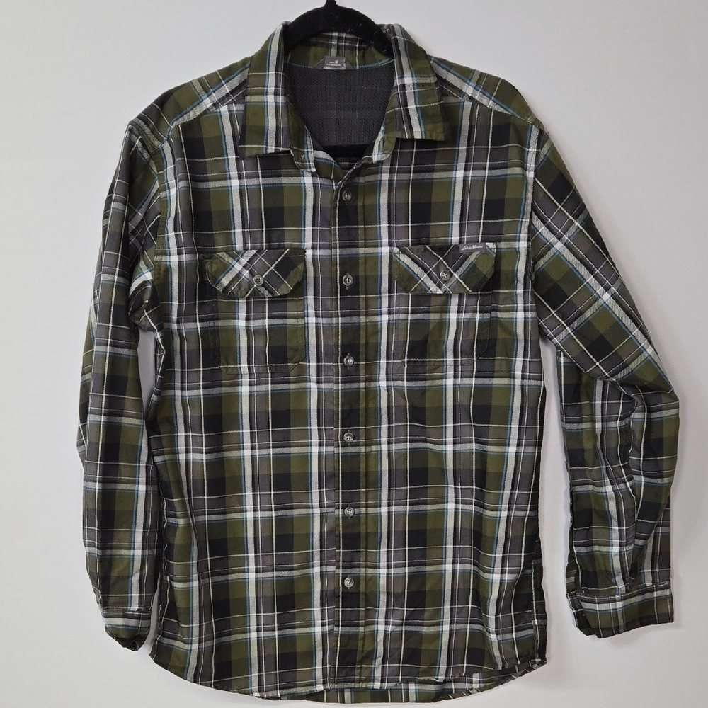 Eddie Bauer Performance Mesh Outdoor Shirt – Green Plaid – Men’s M